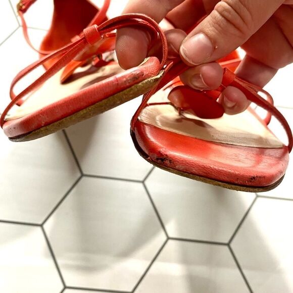 Christian Dior T-Strap Orange Coral Sandals SIZE 5 - Picture 5 of 10